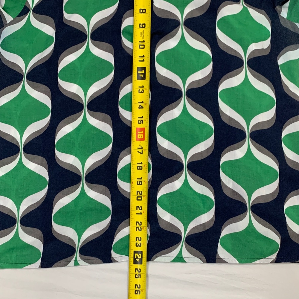 Boden women’s 12 Navy Cream & Green Abstract Wave Blouse Spring Coastal Preppy - Picture 10 of 11